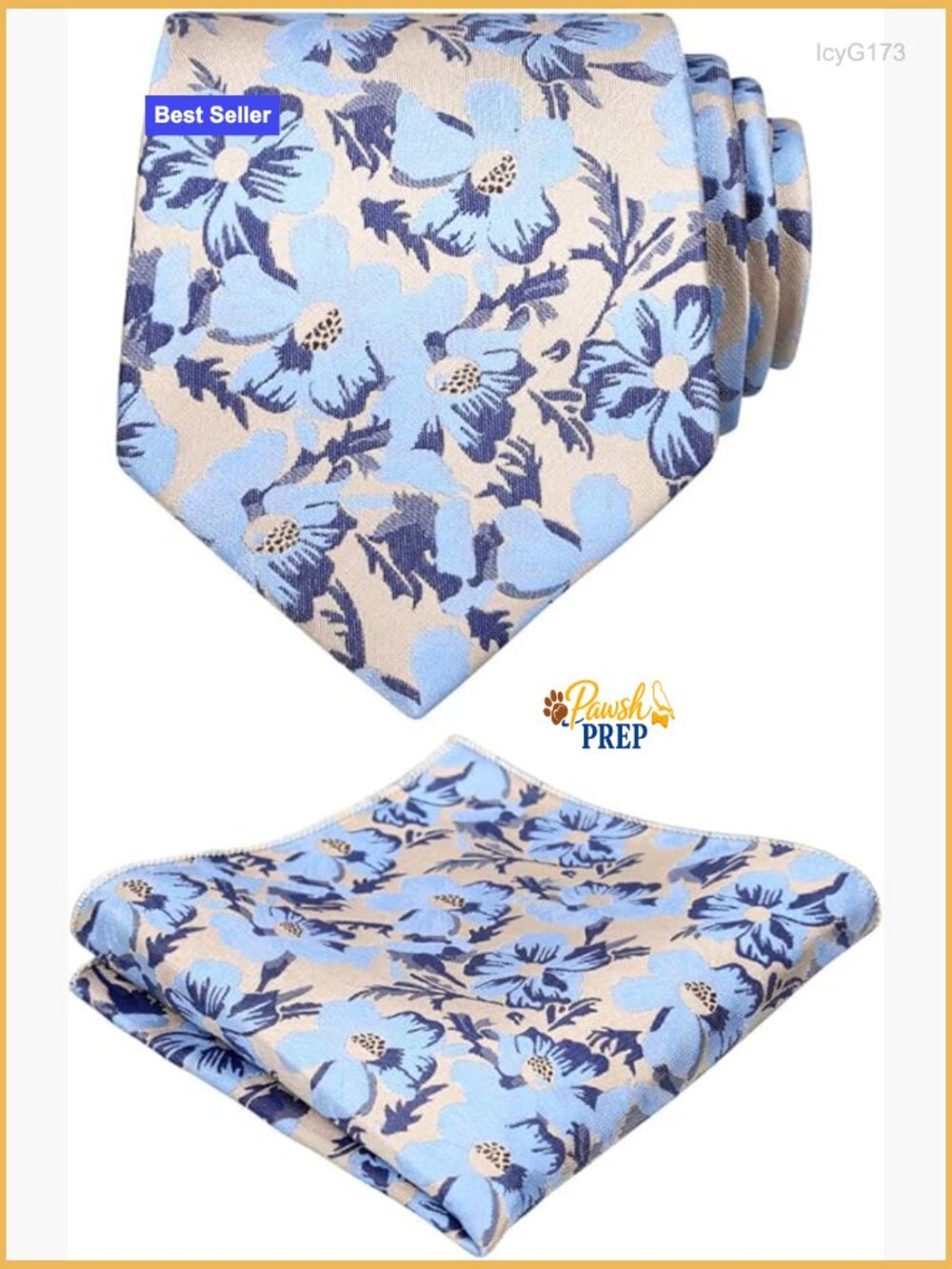 Floral Print Tie Set with Pocket Square for Formal Events